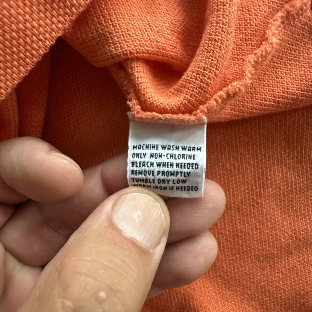 Polo Sports Ralph Lauren 1/4 Zip Polo Shirt Mens Large Orange Medium Waffle-Knit
